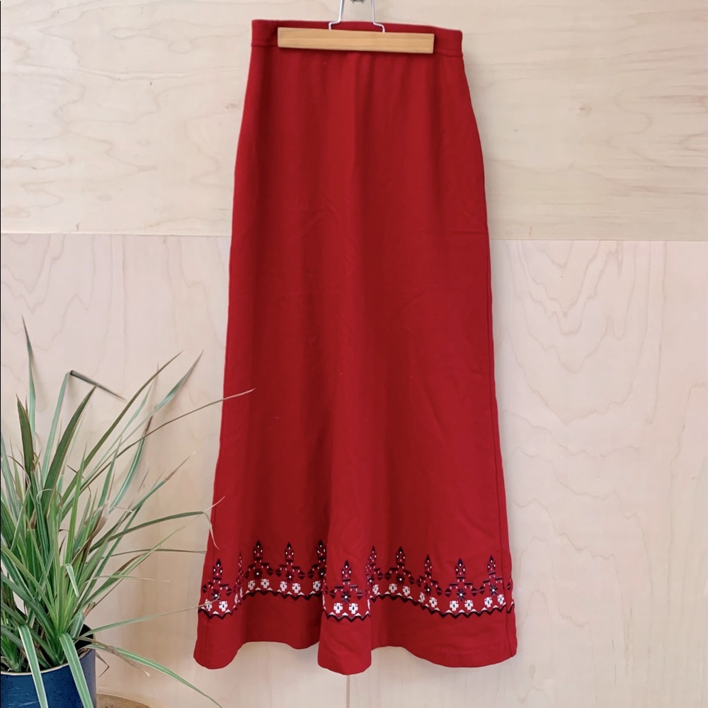 Tristan & Iseut High-Waisted Long Wool Blend Maxi Skirt